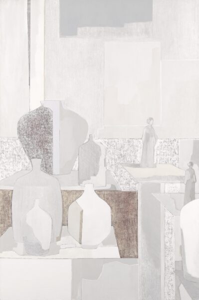 GRIVET NATURE MORTE AUX BLANCS HST 146x97 cm